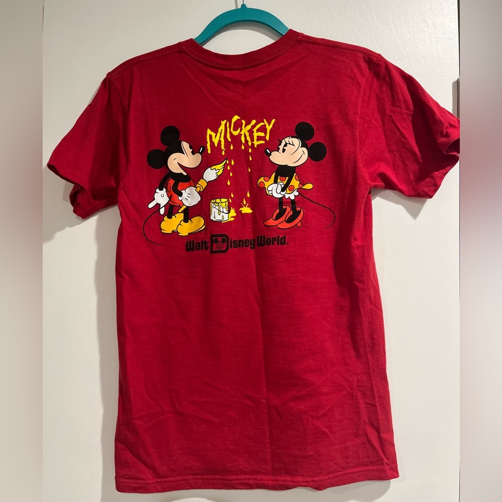 Disney Vans Red Graffiti Shirt Adult Small- 50th Anniversary Mickey Minnie Mouse